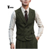 Tiavllya Fashion Men's 2 Piece Suit Herringbone Peak Lapel Tuxedos (Vest+Pants)