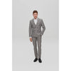 Tiavllya Fashion Men's 2 Pieces Double Breasted Plaid Peak Lapel Tuxedos (Blazer+Pants)