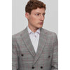Tiavllya Fashion Men's 2 Pieces Double Breasted Plaid Peak Lapel Tuxedos (Blazer+Pants)
