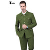 Tiavllya Fashion Men's 2 pieces Mens Suit Stand Lapel Flat Tuxedos (Blazer+Pants)