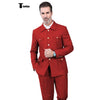 Tiavllya Fashion Men's 2 pieces Mens Suit Stand Lapel Flat Tuxedos (Blazer+Pants)