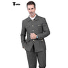 Tiavllya Fashion Men's 2 pieces Mens Suit Stand Lapel Flat Tuxedos (Blazer+Pants)