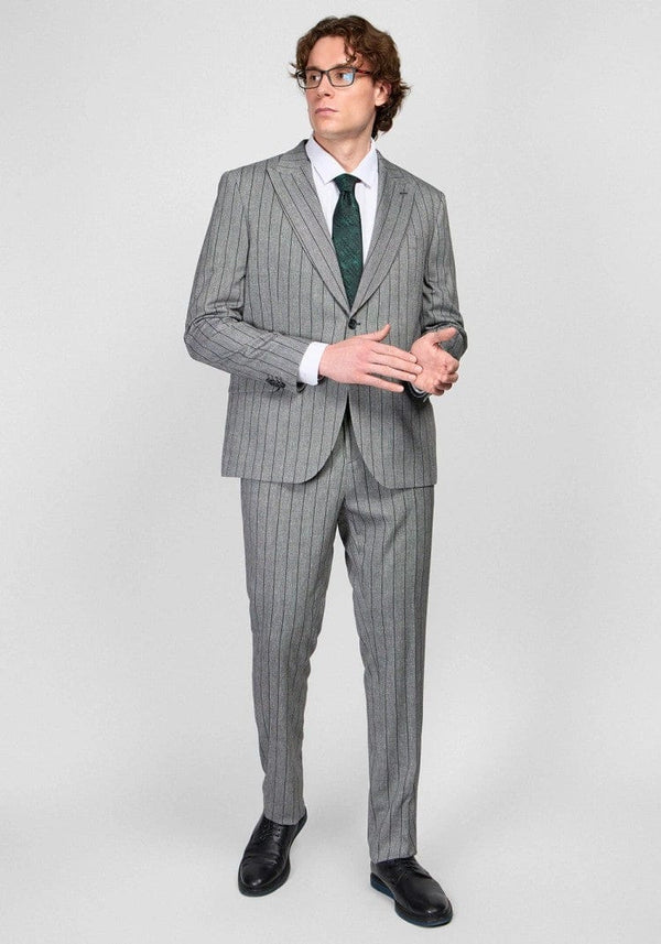 Tiavllya Fashion Men's 2 Pieces Slim Fit Striped Peak Lapel Tuxedos (Blazer+Pants)