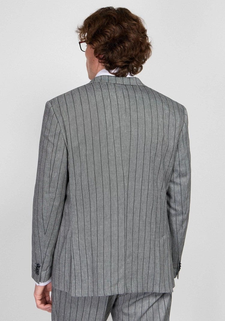 Tiavllya Fashion Men's 2 Pieces Slim Fit Striped Peak Lapel Tuxedos (Blazer+Pants)