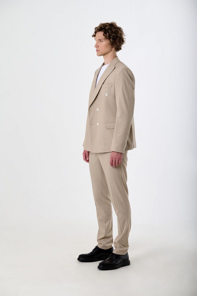 Tiavllya Fashion Men's 2 Pieces Slim Fit Striped Peak Lapel Tuxedos (Blazer+Pants)