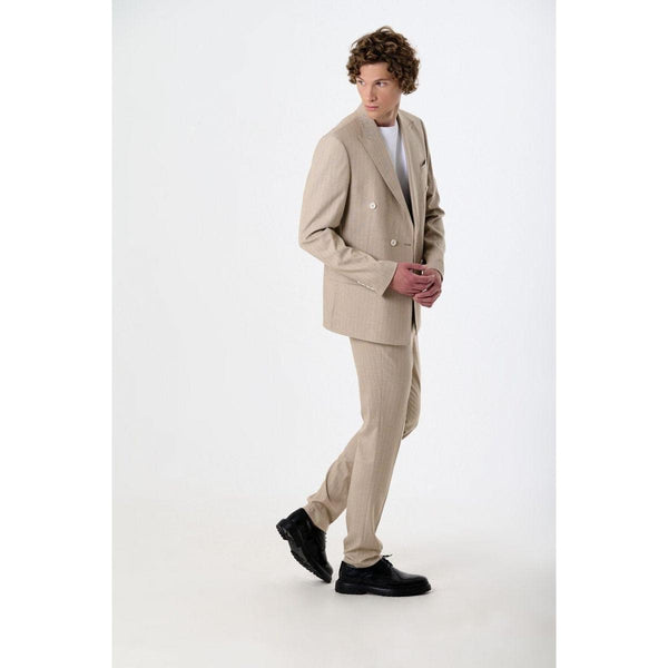 Tiavllya Fashion Men's 2 Pieces Slim Fit Striped Peak Lapel Tuxedos (Blazer+Pants)