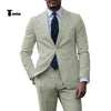Tiavllya Fashion Men's 2 Pieces Striped Seersucker Notch Lapel Tuxedos (Blazer+Pants)