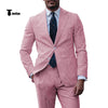 Tiavllya Fashion Men's 2 Pieces Striped Seersucker Notch Lapel Tuxedos (Blazer+Pants)