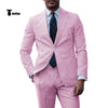 Tiavllya Fashion Men's 2 Pieces Striped Seersucker Notch Lapel Tuxedos (Blazer+Pants)