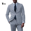 Tiavllya Fashion Men's 2 Pieces Striped Seersucker Notch Lapel Tuxedos (Blazer+Pants)