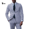 Tiavllya Fashion Men's 2 Pieces Striped Seersucker Notch Lapel Tuxedos (Blazer+Pants)