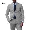 Tiavllya Fashion Men's 2 Pieces Striped Seersucker Notch Lapel Tuxedos (Blazer+Pants)