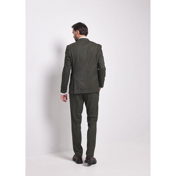 Tiavllya Fashion Men's 3 Pieces Flat Peak Lapel Army Green Tuxedos For Party (Blazer+vest+Pants)
