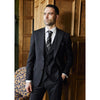 Tiavllya Fashion Men's 3 Pieces Flat Peak Lapel Black Tuxedos For Party (Blazer+vest+Pants)