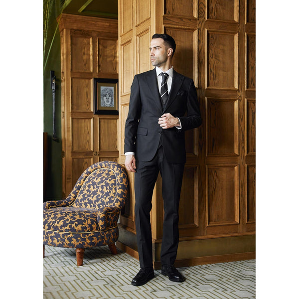 Tiavllya Fashion Men's 3 Pieces Flat Peak Lapel Black Tuxedos For Party (Blazer+vest+Pants)