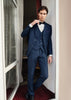 Tiavllya Fashion Men's 3 Pieces Flat Peak Lapel Navy Tuxedos For Party (Blazer+vest+Pants)