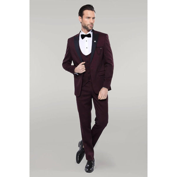 Tiavllya Fashion Men's 3 Pieces Flat Peak Lapel Tuxedos For Party (Blazer+vest+Pants)