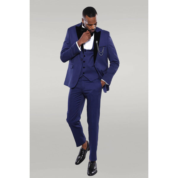 Tiavllya Fashion Men's 3 Pieces Flat Peak Lapel Tuxedos For Party (Blazer+vest+Pants)