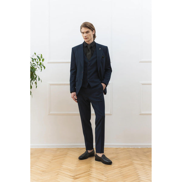 Tiavllya Fashion Men's 3 Pieces Flat Peak Lapel Tuxedos For Party (Blazer+vest+Pants)