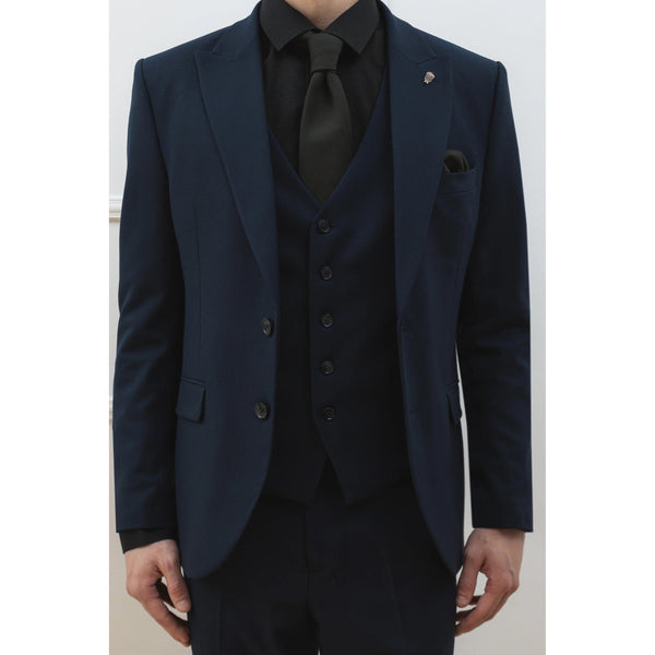 Tiavllya Fashion Men's 3 Pieces Flat Peak Lapel Tuxedos For Party (Blazer+vest+Pants)