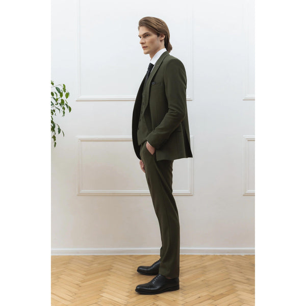 Tiavllya Fashion Men's 3 Pieces Flat Peak Lapel Tuxedos For Party (Blazer+vest+Pants)