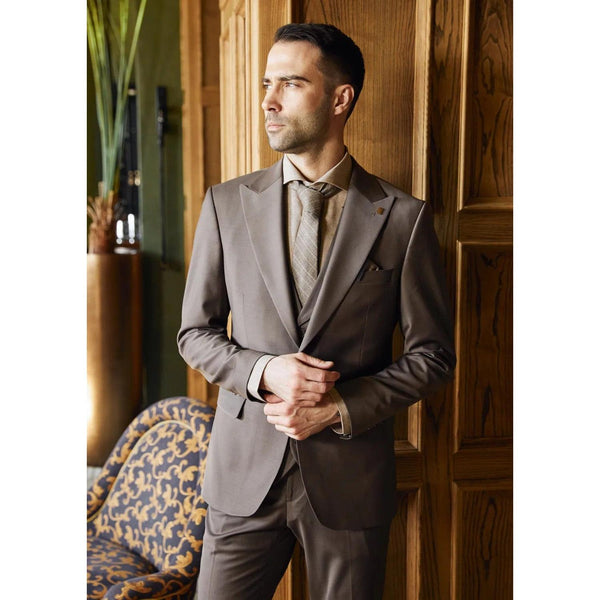 Tiavllya Fashion Men's 3 Pieces Flat Peak Lapel Tuxedos For Party (Blazer+vest+Pants)