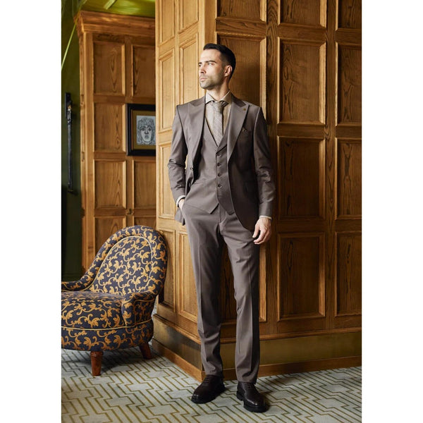 Tiavllya Fashion Men's 3 Pieces Flat Peak Lapel Tuxedos For Party (Blazer+vest+Pants)