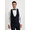 Tiavllya Fashion Men's 3 Pieces Mens Suit Peak Lapel Solid Tuxedos (Blazer+vest+Pants)