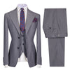 Tiavllya Fashion Men's 3 Pieces Mens Suit Peak Lapel Solid Tuxedos (Blazer+vest+Pants)