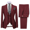 Tiavllya Fashion Men's 3 Pieces Mens Suit Peak Lapel Solid Tuxedos (Blazer+vest+Pants)