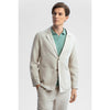 Tiavllya Fashion Men's Beige 2 Pieces Mens Suit Notch Lapel Linen For Wedding (Blazer+Pants)