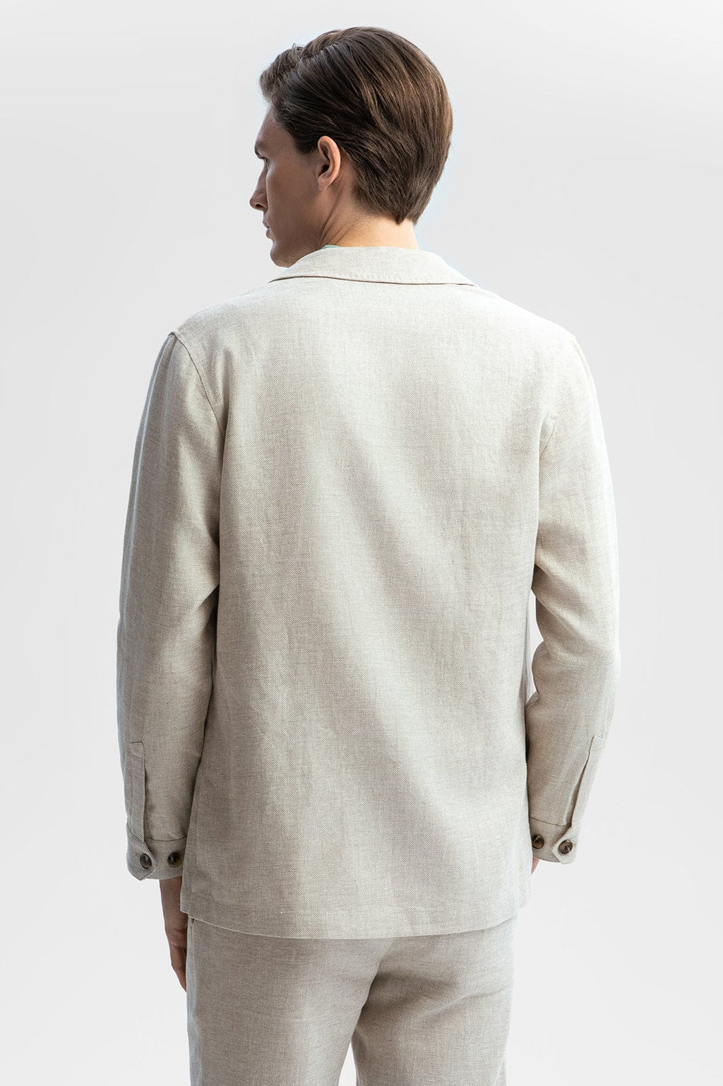 Tiavllya Fashion Men's Beige 2 Pieces Mens Suit Notch Lapel Linen For Wedding (Blazer+Pants)