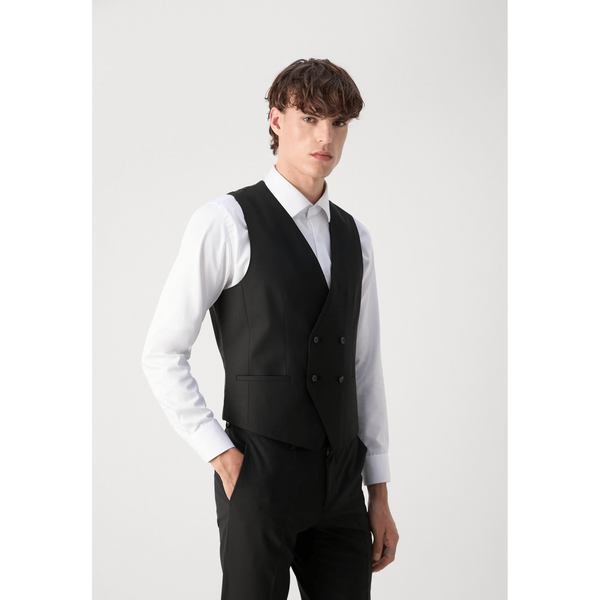 Tiavllya Fashion Men's Black Suits 3 Pieces Notch Lapel Tuxedos (Blazer+Vest+ Pant)