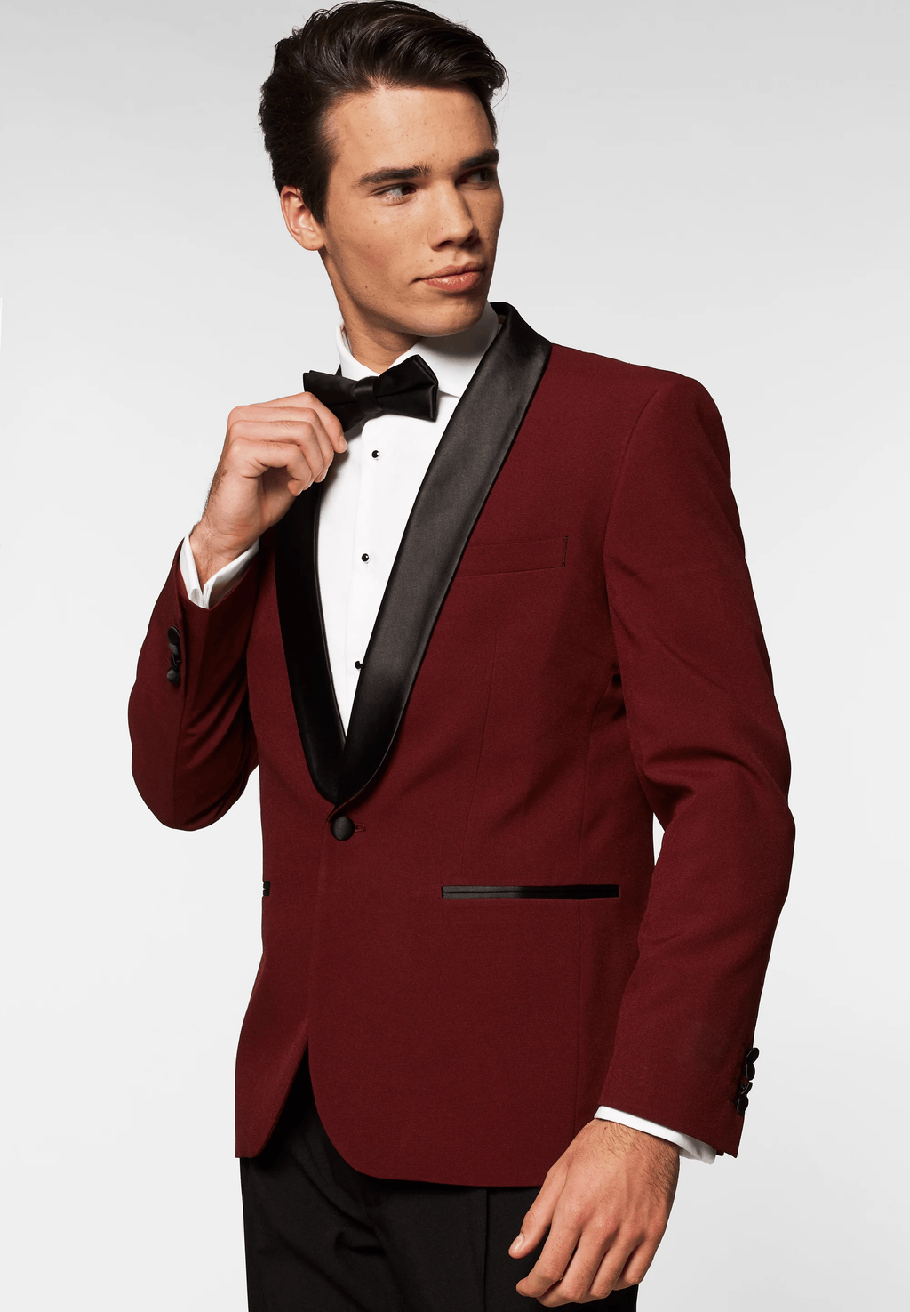 Tiavllya Fashion Men's Burgundy Suit Slim Fit 2 Pieces Shawl Lapel Tuxedo For Wedding (Blazer+Pants)