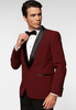 Tiavllya Fashion Men's Burgundy Suit Slim Fit 2 Pieces Shawl Lapel Tuxedo For Wedding (Blazer+Pants)