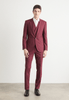 Tiavllya Fashion Men's Burgundy Suits 3 Pieces Notch Lapel Tuxedos (Blazer+Vest+ Pant)