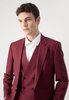 Tiavllya Fashion Men's Burgundy Suits 3 Pieces Notch Lapel Tuxedos (Blazer+Vest+ Pant)