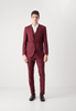 Tiavllya Fashion Men's Burgundy Suits 3 Pieces Notch Lapel Tuxedos (Blazer+Vest+ Pant)
