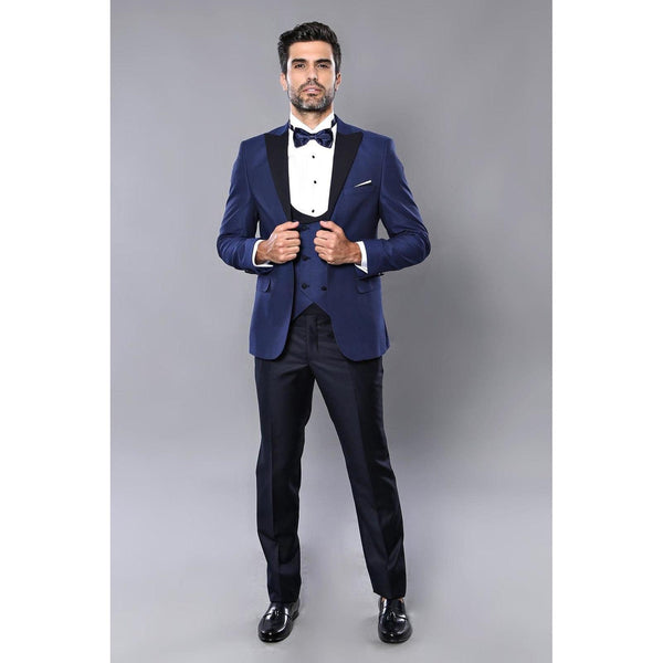 Tiavllya Fashion Men's Double Breasted 3 Pieces Peak Lapel Tuxedos (Blazer+Vest+ Pant)