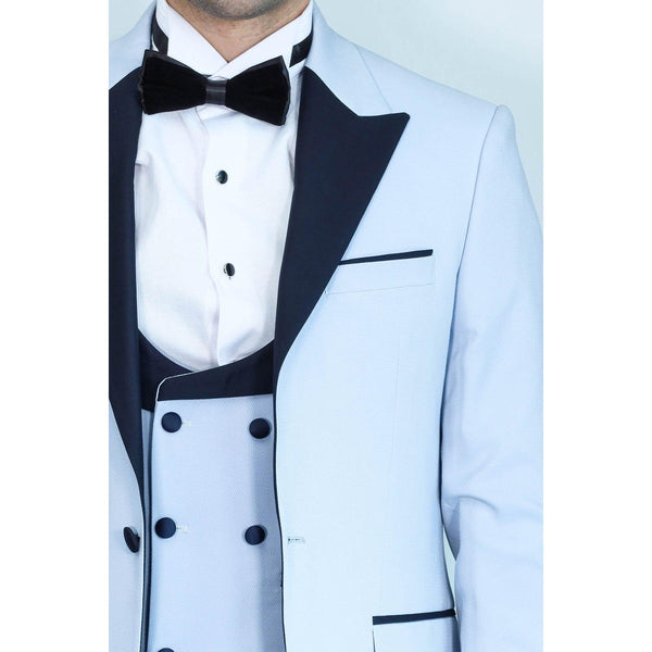 Tiavllya Fashion Men's Double Breasted 3 Pieces Peak Lapel Tuxedos (Blazer+Vest+ Pant)