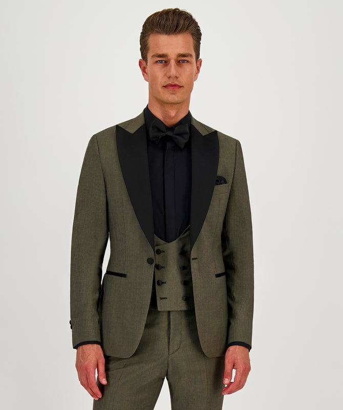 Tiavllya Fashion Men's Double Breasted 3 Pieces Peak Lapel Tuxedos (Blazer+Vest+ Pant)