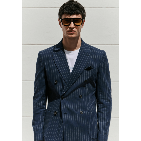 Tiavllya Fashion Men's Jacket Outerwear Slim Fit Striped Peak Lapel Tuxedo Coat