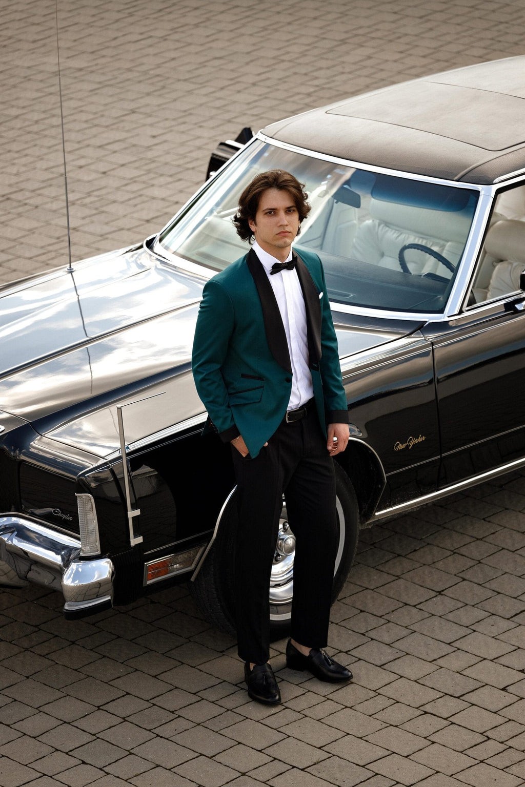 Tiavllya Fashion Men's Suit Flat 2 Pieces Shawl Lapel Tuxedo For Prom (Blazer+Pants)