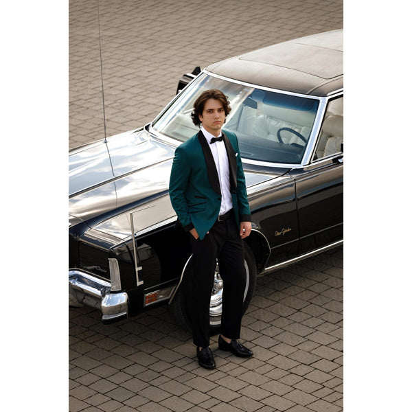 Tiavllya Fashion Men's Suit Flat 2 Pieces Shawl Lapel Tuxedo For Prom (Blazer+Pants)