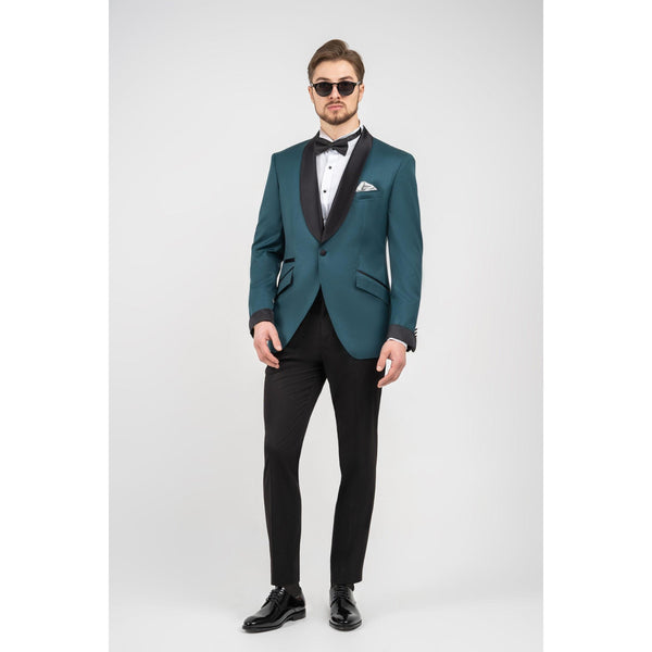 Tiavllya Fashion Men's Suit Flat 2 Pieces Shawl Lapel Tuxedo For Prom (Blazer+Pants)
