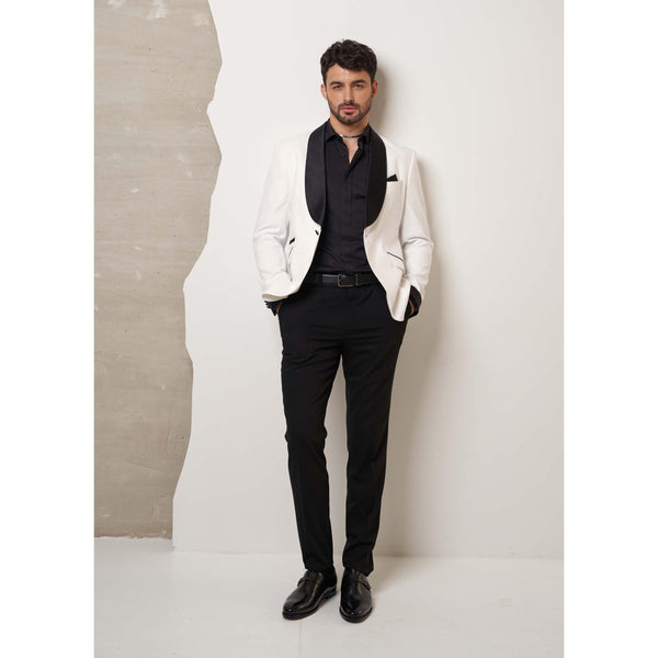 Tiavllya Fashion Men's Suit Flat 2 Pieces Shawl Lapel Tuxedo For Prom (Blazer+Pants)
