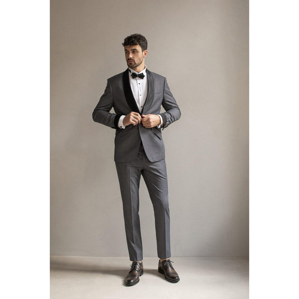 Tiavllya Fashion Men's Suit Flat 2 Pieces Shawl Lapel Tuxedo For Prom (Blazer+Pants)