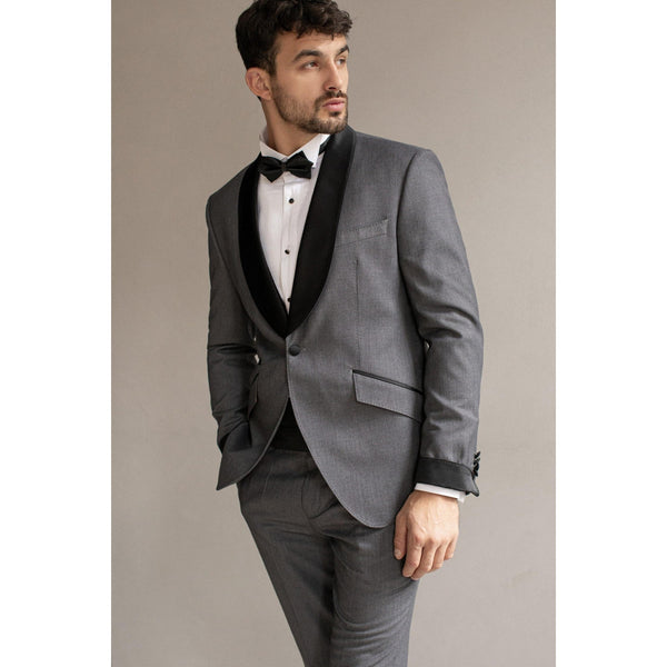 Tiavllya Fashion Men's Suit Flat 2 Pieces Shawl Lapel Tuxedo For Prom (Blazer+Pants)