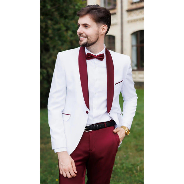 Tiavllya Fashion Men's Suit Flat 2 Pieces Shawl Lapel Tuxedo For Prom (Blazer+Pants)