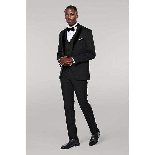 Tiavllya Fashion Men's Suit Flat 3 Pieces Shawl Lapel Tuxedo For Prom (Blazer+vest+Pants)